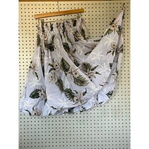 KY'S Hawaii White Orchid Hula Skirt One Size Cotton Smocked Elastic Waist White